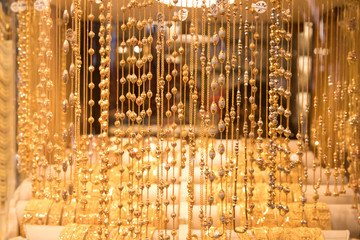 Gold jewelry on Dubai gold souk.