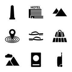 Wall Mural - Set of 9 tourism filled icons