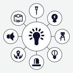 Fototapete - Set of 9 bulb filled icons