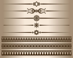 Decorative elements. Design elements - decorative line dividers and ornaments. Vector illustration.
