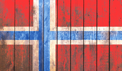 Wall Mural - Grunge Norway flag on a wood fence