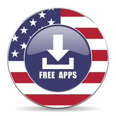 Aufkleber - Free apps usa design web american round internet icon with shadow on white background.