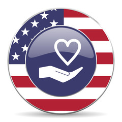 Poster - Care love usa design web american round internet icon with shadow on white background.