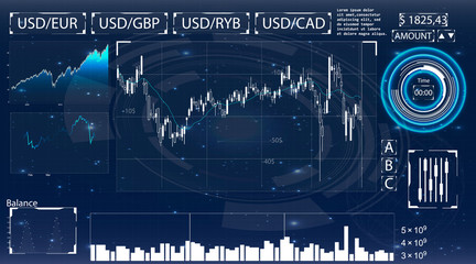 Aufkleber - futuristic user interface for trading applications. touch interface. abstract virtual graphic touch 