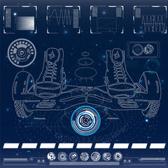 Aufkleber - Futuristic user interface for GyroScooter. Abstract virtual graphic touch user interface. HUD. Hi-tech basic. white elements. UI hud infographic interface screen monitor radar set web elements
