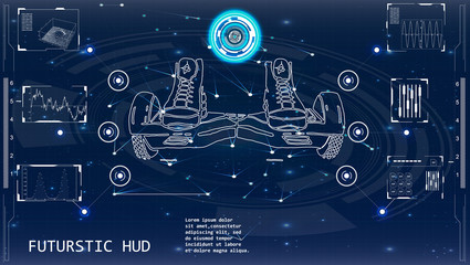 Aufkleber - Futuristic user interface for GyroScooter. Abstract virtual graphic touch user interface. HUD. Hi-tech basic. white elements. UI hud infographic interface screen monitor radar set web elements