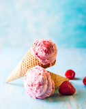 Fototapeta  - Ice cream with raspberry