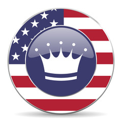 Fototapete - Crown usa design web american round internet icon with shadow on white background.