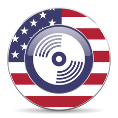 Poster - Vinyl music usa design web american round internet icon with shadow on white background.