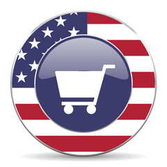 Poster - Cart usa design web american round internet icon with shadow on white background.