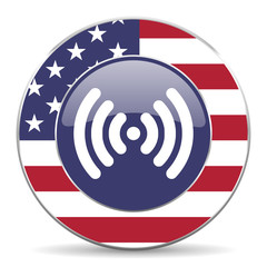 Aufkleber - Wifi usa design web american round internet icon with shadow on white background.
