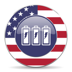 Aufkleber - Battery usa design web american round internet icon with shadow on white background.
