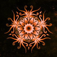 Aufkleber - Ornamental mandala. Original hand draw and computer collage. Color effect.