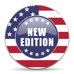Aufkleber - New edition usa design web american round internet icon with shadow on white background.