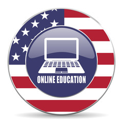 Poster - Online education usa design web american round internet icon with shadow on white background.