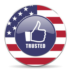 Aufkleber - Trusted usa design web american round internet icon with shadow on white background.