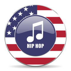 Aufkleber - Hip hop usa design web american round internet icon with shadow on white background.