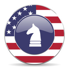 Aufkleber - Chess horse usa design web american round internet icon with shadow on white background.