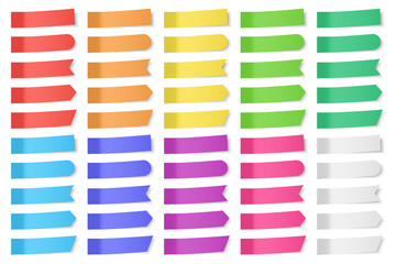 Poster - Set of vector paper stickers on white background. Colored realistic sticky notes isolated. Big collection of red, orange, yellow, green, blue, purple and gray stickers.