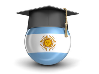 Poster - Graduation cap and Argentina flag. Image with clipping path