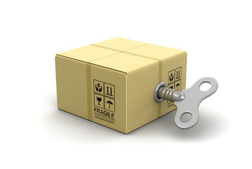 Poster - Close package with Winding key. Image with clipping path