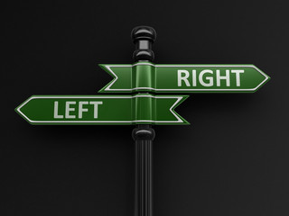 Poster - Right and left pointers on signpost. Image with clipping path 