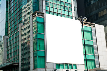 Wall Mural - Blank billboard in hongkong city.