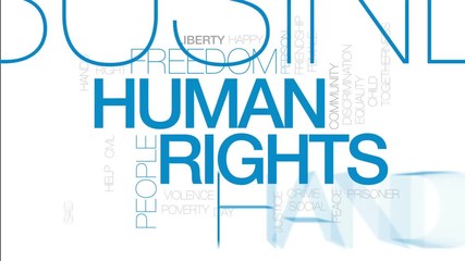 Wall Mural - Human rights animated word cloud, text design animation. Kinetic typography.