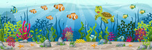 Illustration Of An Underwater Landscape With Animals And Plants