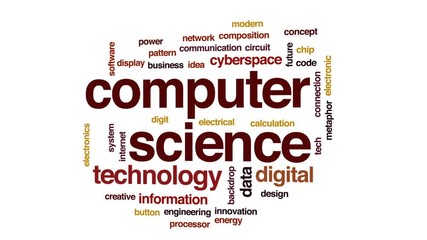 Wall Mural - Computer science animated word cloud, text design animation.