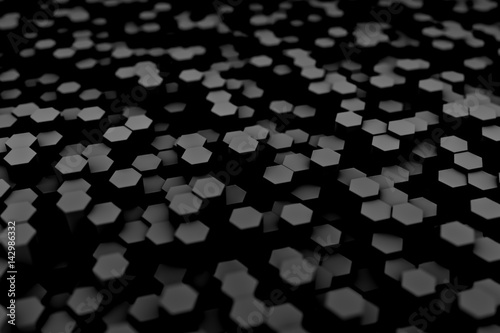 design-element-3d-illustration-rendering-abstract-hexagon-black-background