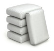 Stack of white bags on white background