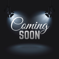 Canvas Print - Coming soon vector mystery retail concept with spotlights on stage