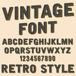 © MicroOne - Retro 3d alphabet and number sign, old typography style, vector cartoon font letters