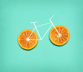 Healthy lifestyle concept - bike with orange wheel