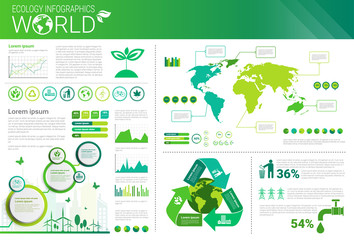 World Environmental Protection Green Energy Ecology Infographics Banner With Copy Space Vector Illustration