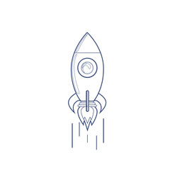 Poster - flying rocket business startup concept banner with copy space vector illustration