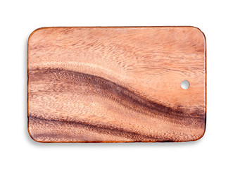 Wall Mural - wooden cutting board isolated on a white background,top view