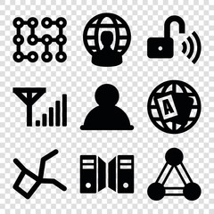 Aufkleber - Set of 9 network filled icons