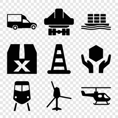 Poster - Set of 9 transportation filled icons