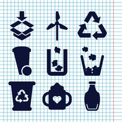 Sticker - Set of 9 recycle filled icons