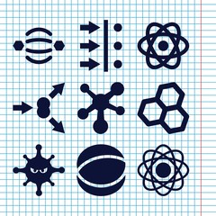 Sticker - Set of 9 molecule filled icons