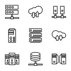 Poster - Set of 9 hosting outline icons