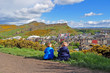 Boys look at the city of Edinburgh