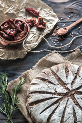 Canvas Print - Rye bread with sun-dried tomatoes