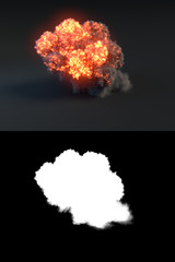 Aufkleber - Explosion with black smoke in dark 3d rendering