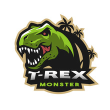 Dinosaur Head Logo, Emblem. T-rex Monster.