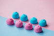 photo of colorful marshmallows on the wonderful colorful background in pop art style