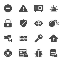 Poster - Vector black security icons set