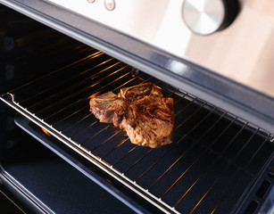 Sticker - Tasty grilled steak in oven